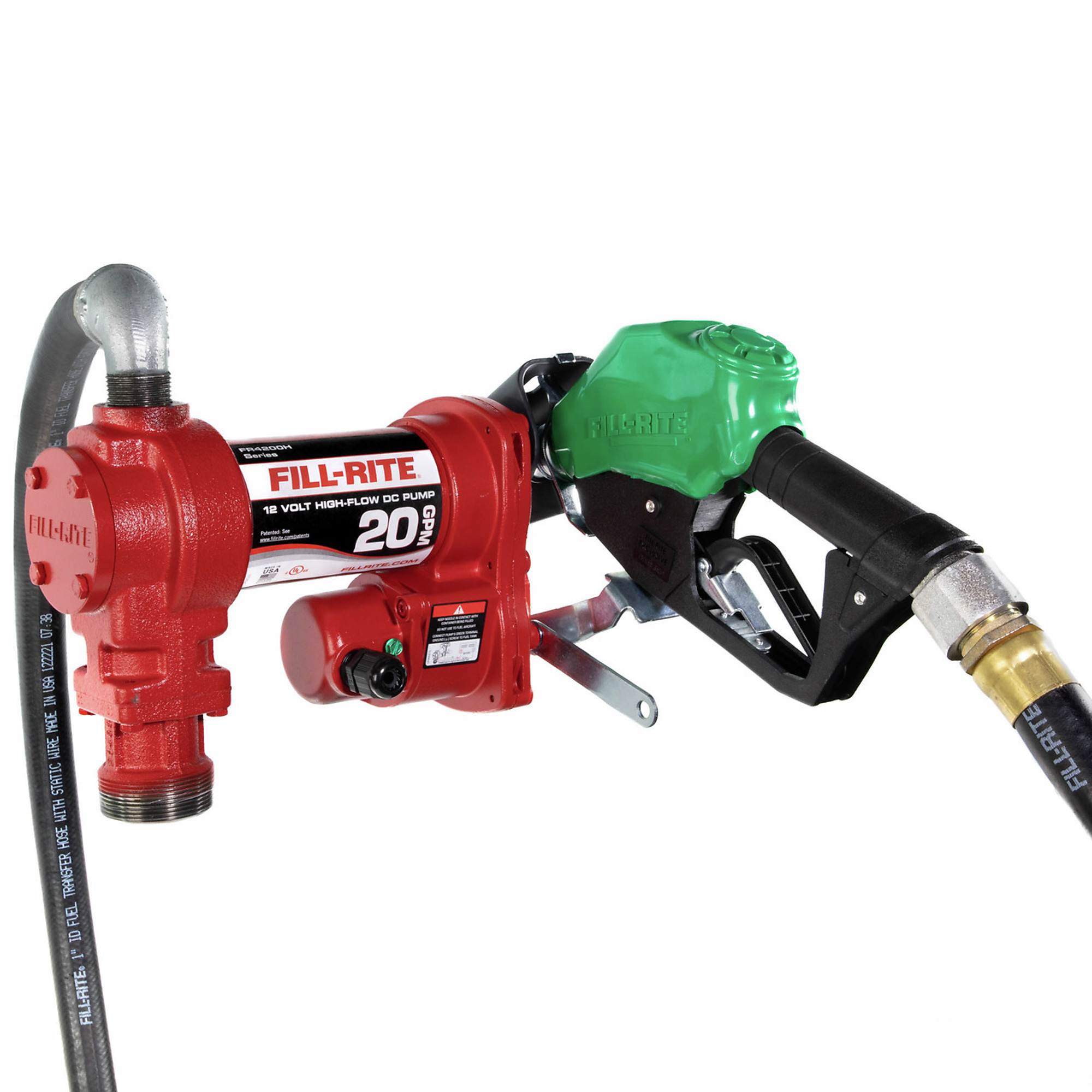Fill-Rite, 12V DC 20 GPM Fuel Transfer Pump Kit, GPM 20 Volts 12 Nozzle Type Automatic, Model# FR4210HD
